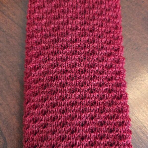 2 Vintage Red Knit Square End Ties by Pendelton and Rooster - Picture 4 of 9